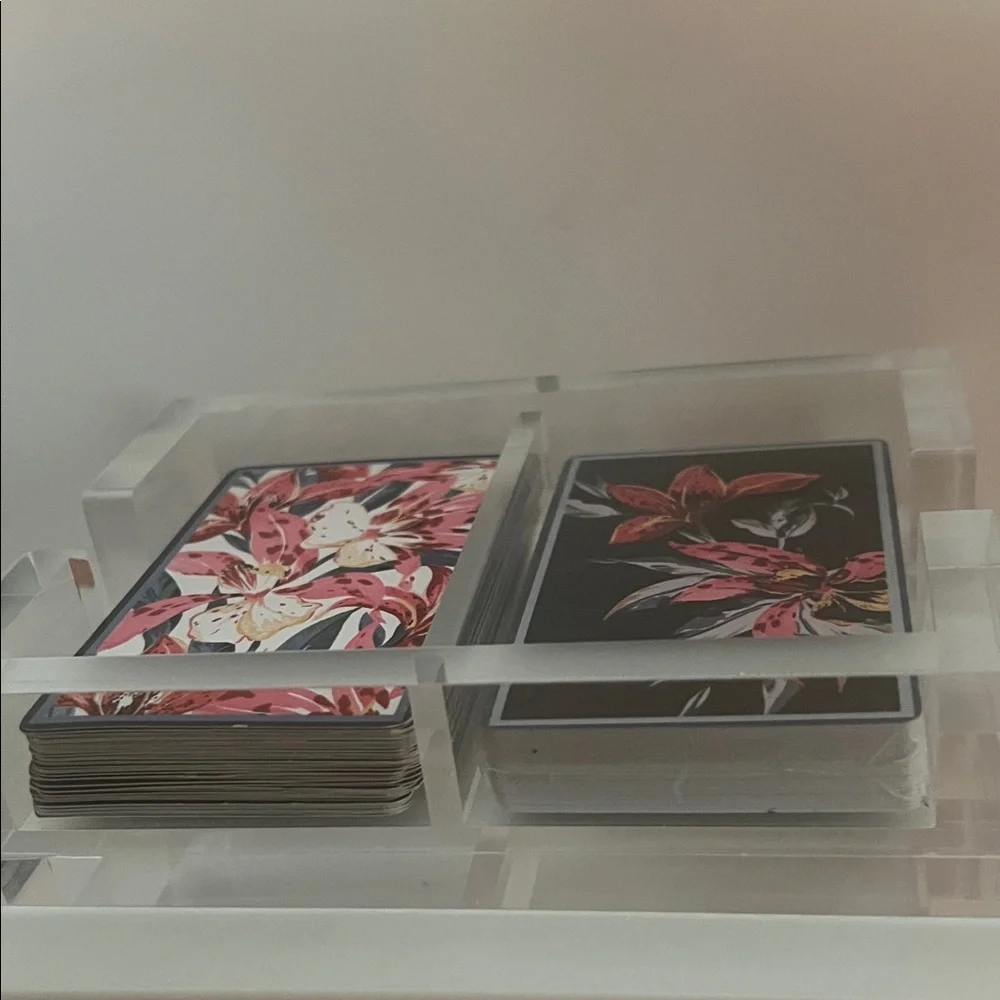 Floral Playing Card decks and acrylic case